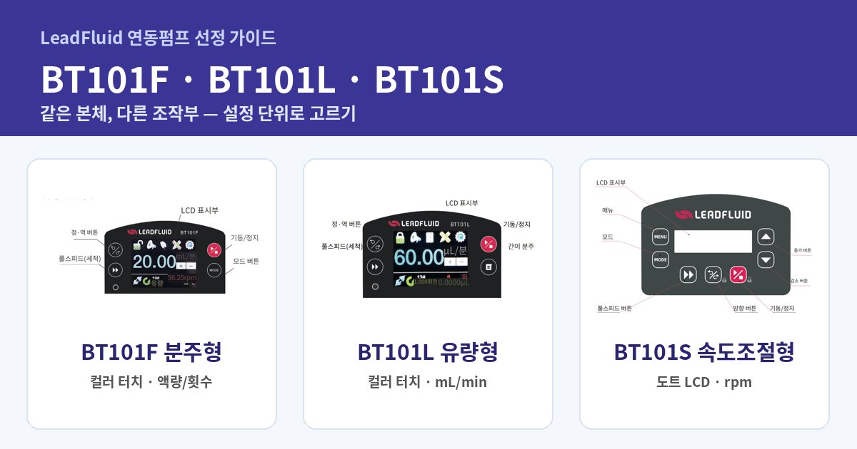 LeadFluid BT101F BT101L BT101S 연동펌프 비교 대표이미지