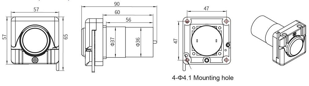 ZL12/ZL24-RZ1030-4 외형 치수와 4-Ø4.1 마운팅 홀